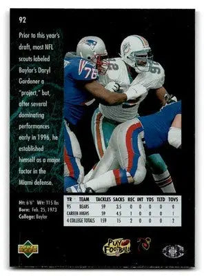 1996 SP #92 Daryl Gardener - Football Card Single