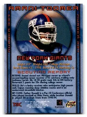 1996 Stadium Club #334 Amani Toomer - Football Card Single