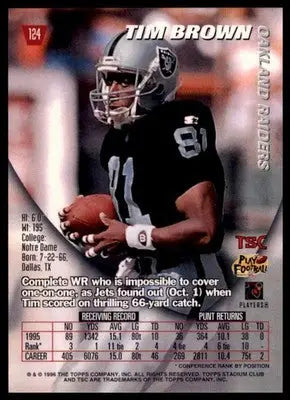 1996 Stadium Club Tim Brown 124 Oakland Raiders