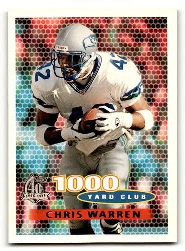 Vintage Chris Warren Seattle Seahawks football card with original gloss from 1996 Topps