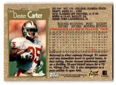 1996 Topps #164 Dexter Carter - Football Card Single