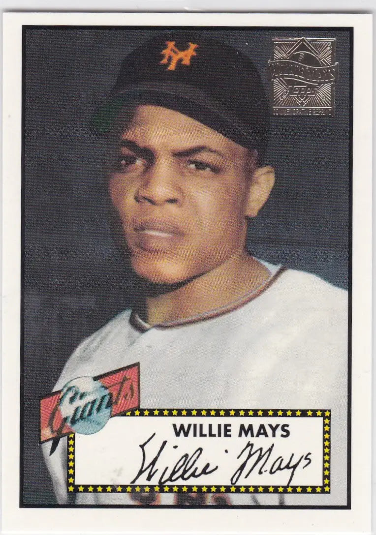 1996 Topps #261 Willie Mays 1952 Commemorative Reprint Giants baseball card image