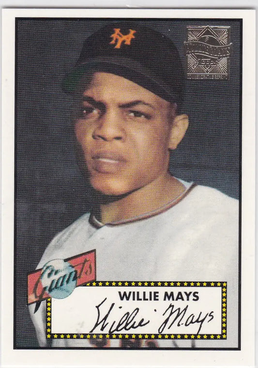 1996 Topps #261 Willie Mays 1952 Commemorative Reprint Giants baseball card image