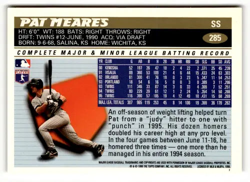 1996 Topps #285 Pat Meares NM - Baseball Card Single