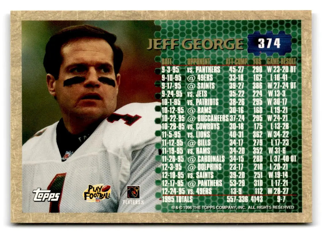 1996 Topps #374 Jeff George - Football Card Single