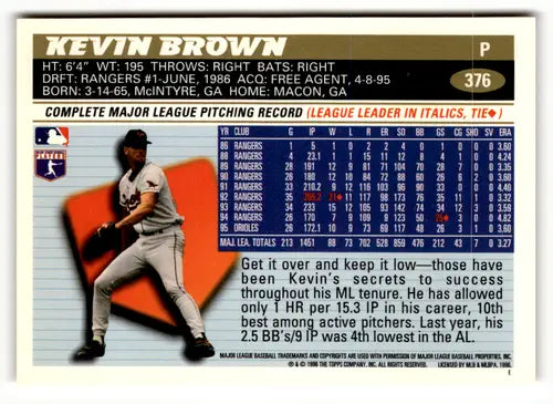 1996 Topps #376 Kevin Brown NM - Baseball Card Single