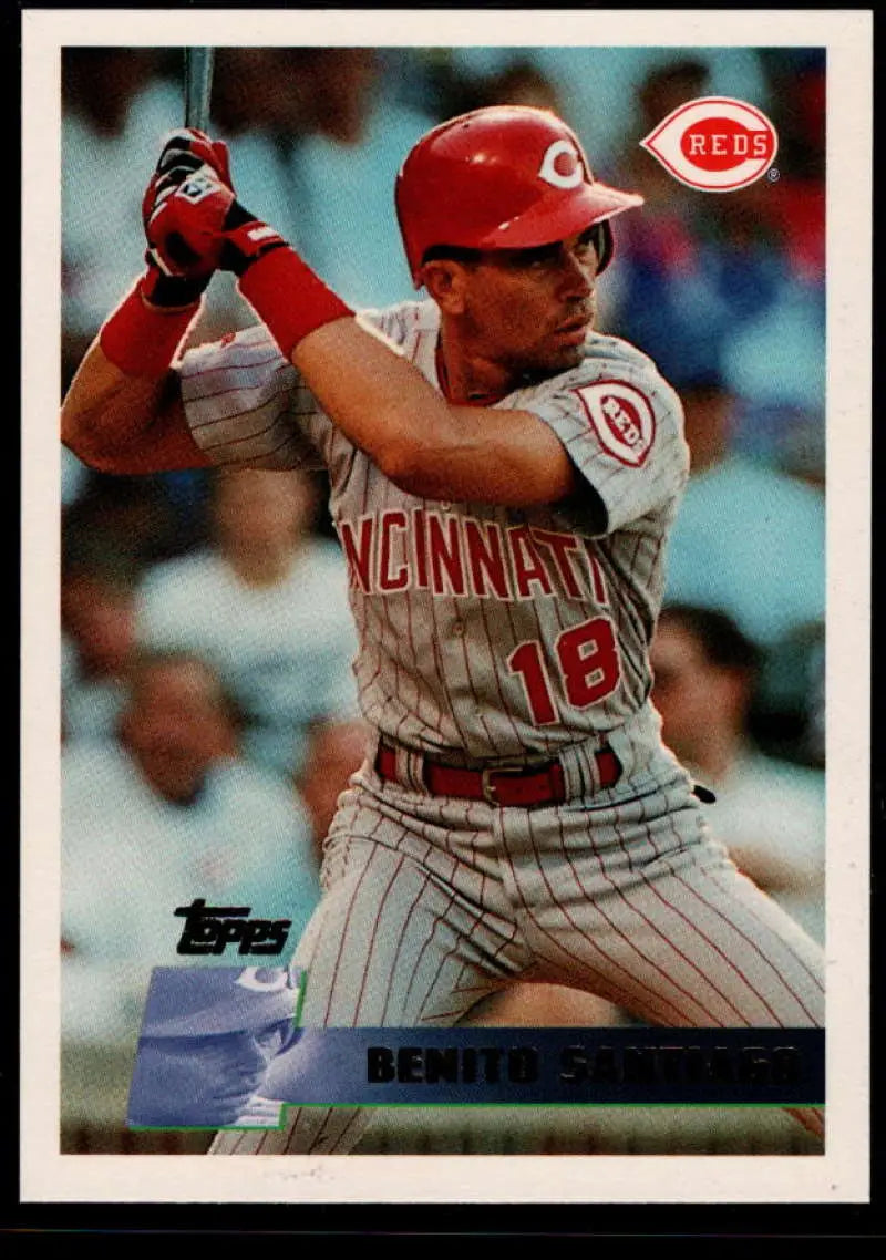 1996 Topps #394 Benito Santiago NM-MT Cincinnati Reds Baseball Card - Baseball Card Single