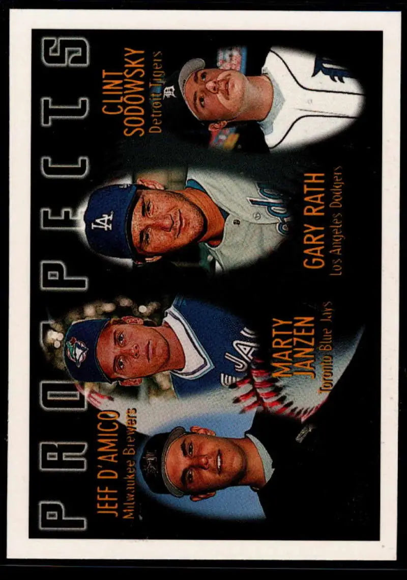 1996 Topps #429 Jeff D’Amico/Marty Janzen/Gary Rath/Clint Sodowsky NM-MT RC Rookie Milwaukee Brewers/Toronto Blue
