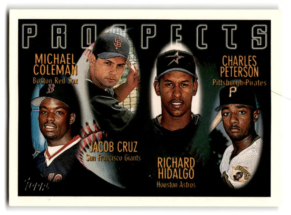 1996 Topps #438 Michael Coleman/Jacob Cruz/Richard Hidalgo/Charles Peterson NM-MT RC Rookie Boston Red Sox/San