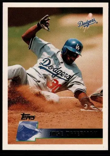 Image of 1996 Topps Jose Offerman baseball card with original gloss Dodgers NM-MT
