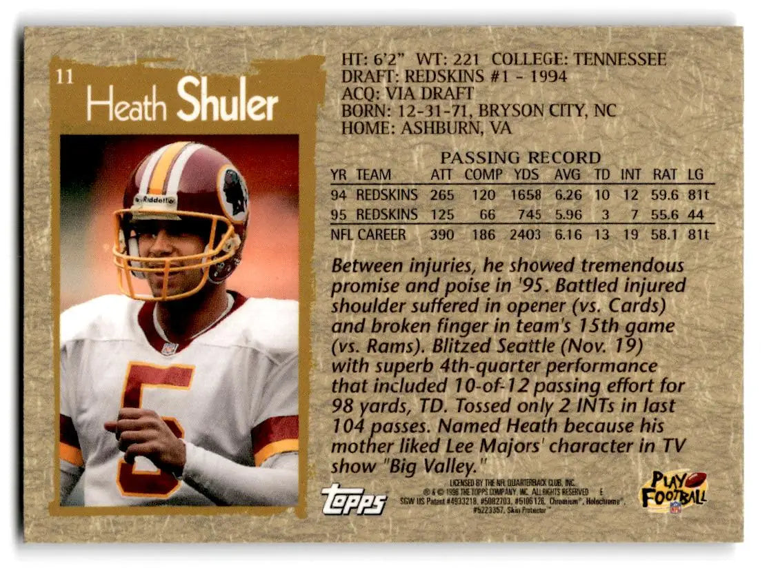 1996 Topps Chrome #11 Heath Shuler - Football Card Single