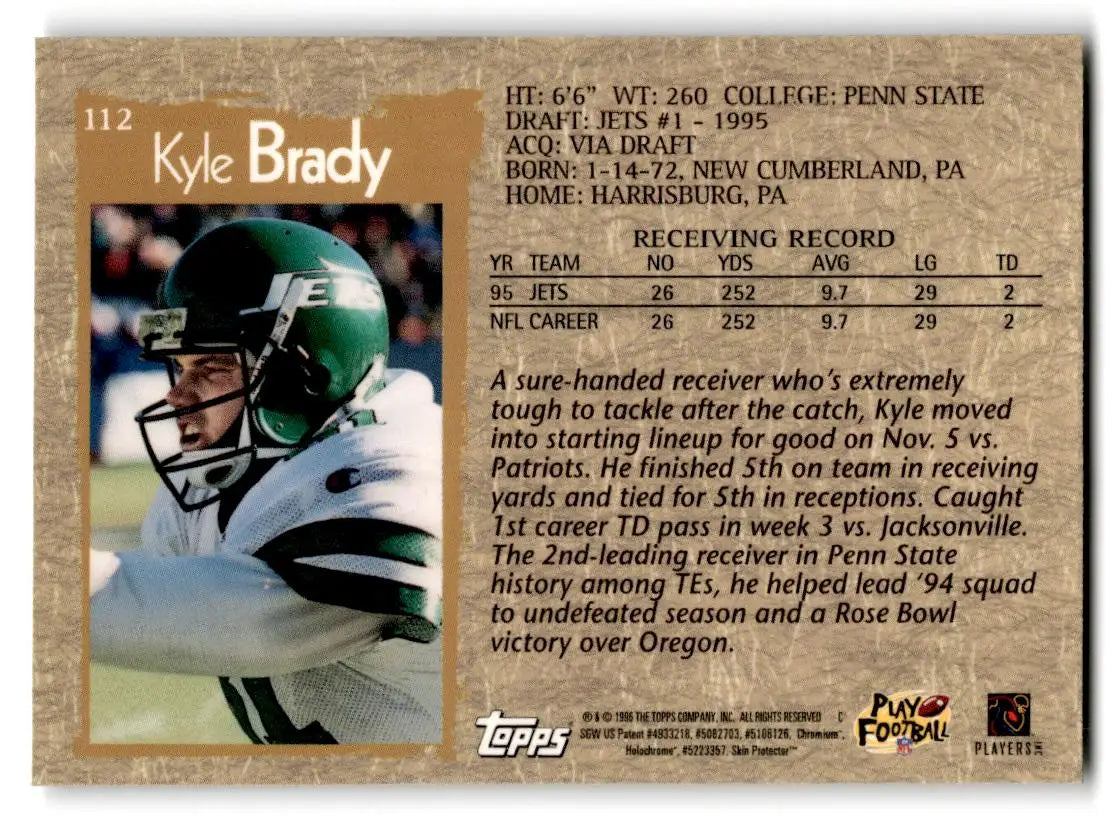 1996 Topps Chrome #112 Kyle Brady - Football Card Single