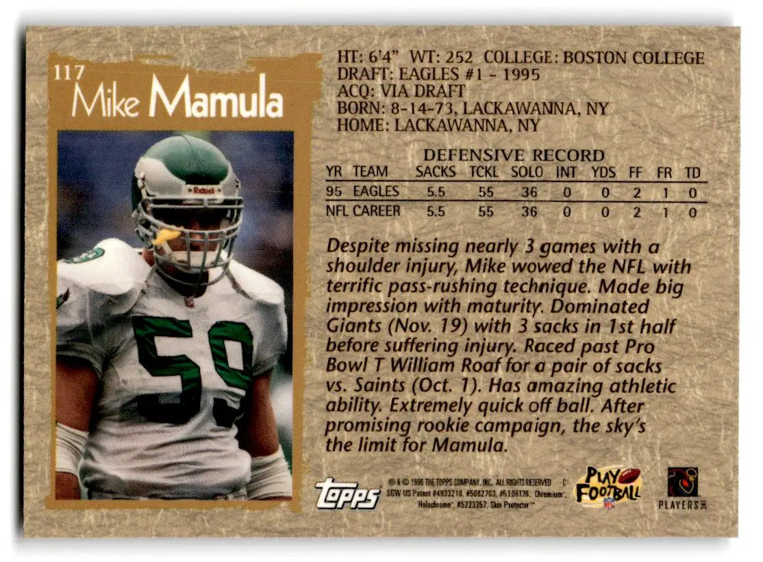 1996 Topps Chrome #117 Mike Mamula - Football Card Single