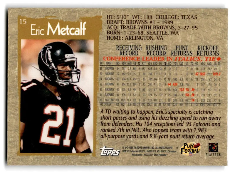 1996 Topps Chrome #15 Eric Metcalf - Football Card Single