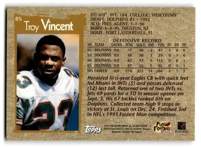 1996 Topps Chrome #85 Troy Vincent - Football Card Single