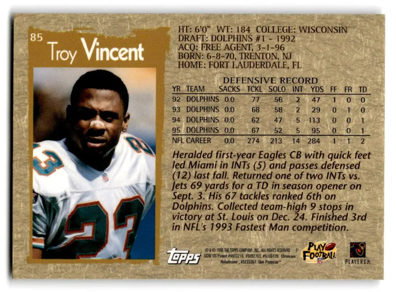1996 Topps Chrome #85 Troy Vincent - Football Card Single