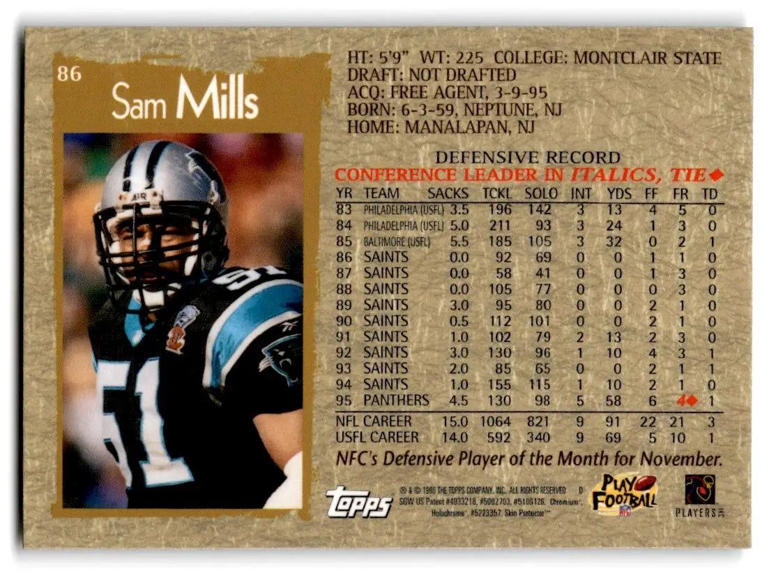 1996 Topps Chrome #86 Sam Mills - Football Card Single