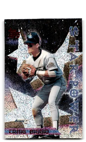 Original gloss Craig Biggio baseball card from 1996 Topps Power Boosters collection