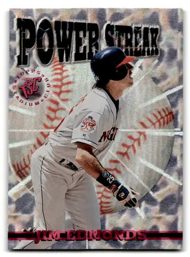 Original gloss Jim Edmonds baseball card from 1996 Topps Stadium Club Power Streak series