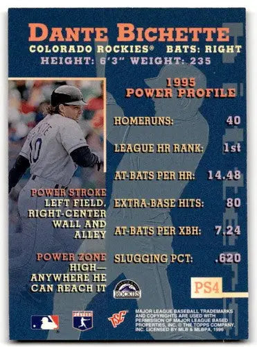 1996 Topps Stadium Club Power Streak #PS4 Dante Bichette NM-MT Rockies ID:43742 - Baseball Card Single