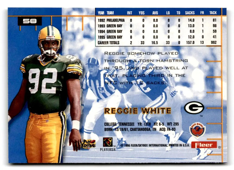 1996 Ultra #58 Reggie White - Football Card Single