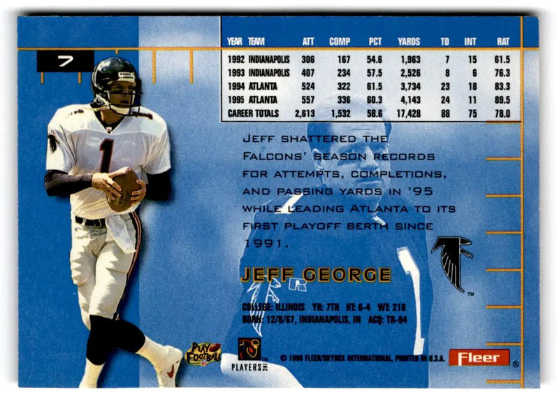 1996 Ultra #7 Jeff George - Football Card Single