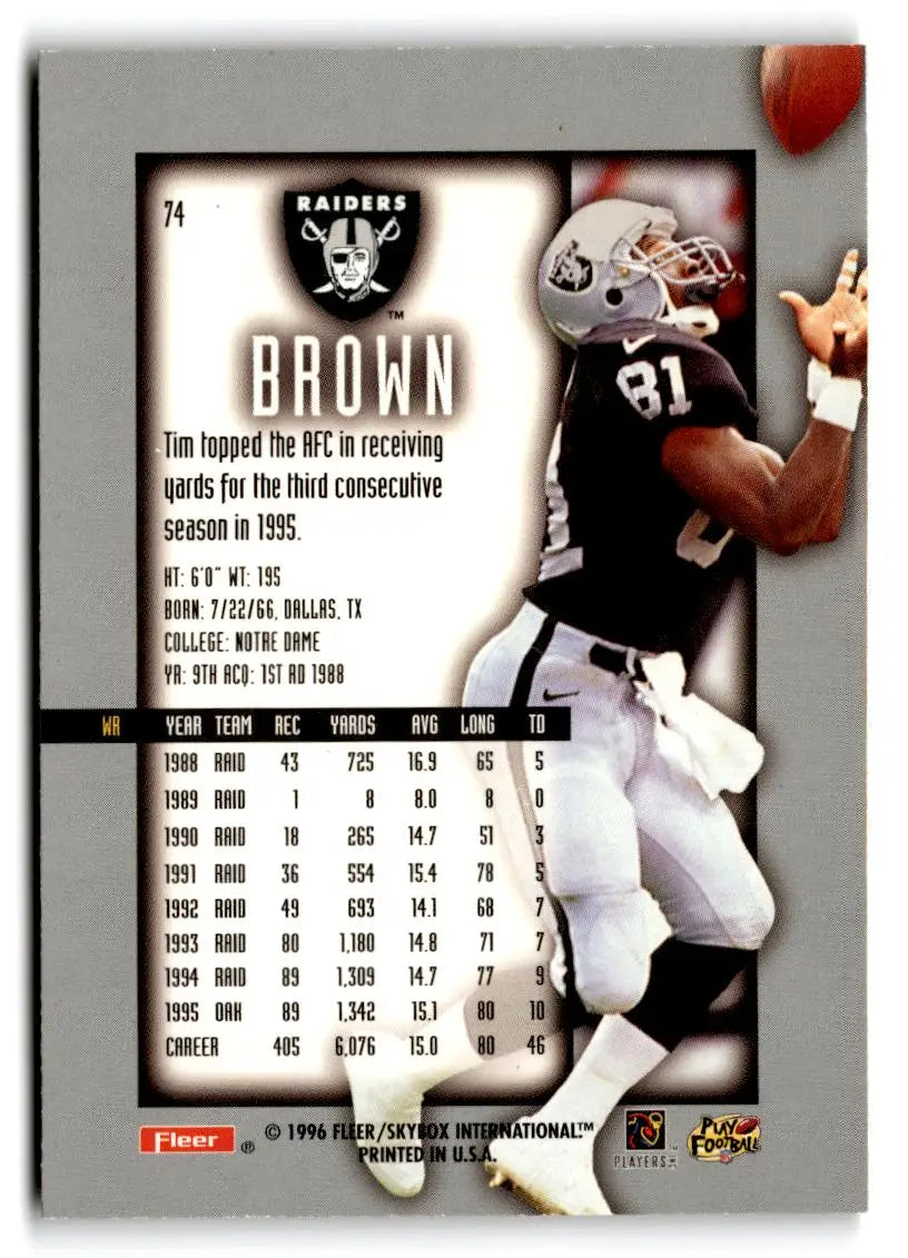 1996 Ultra Sensations #74 Tim Brown Pewter - Football Card Single