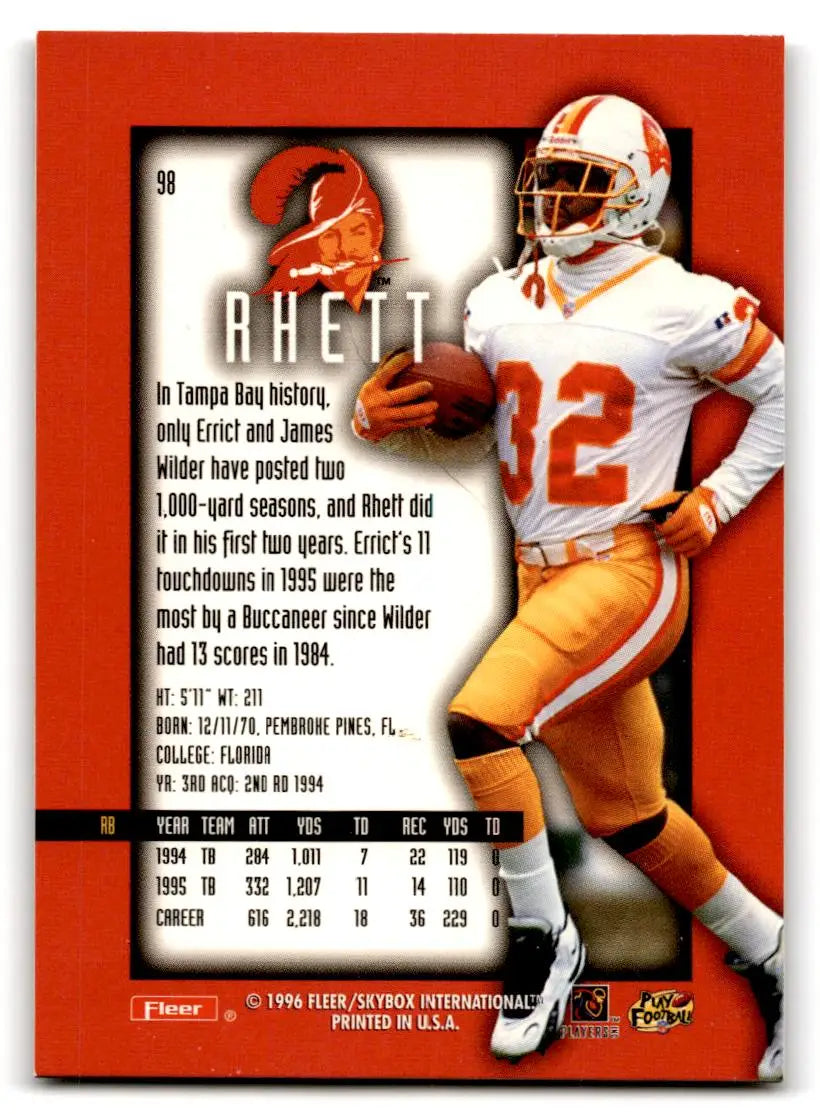1996 Ultra Sensations #98 Errict Rhett - Football Card Single