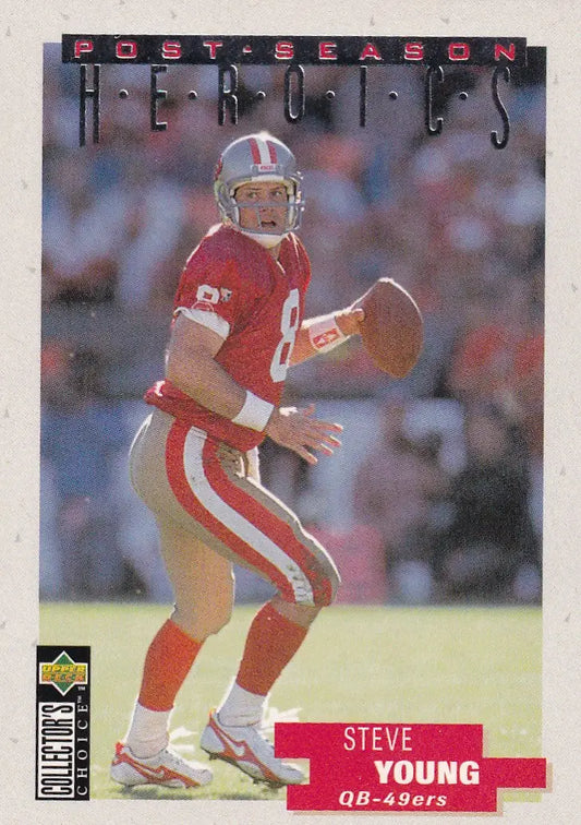 1996 UPPER DECK #10 STEVE YOUNG POST SEASON HEROICS- SAN FRANCISCO 49ERS - Football Card Single