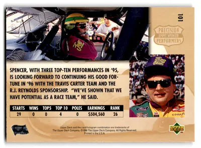 Original gloss Jimmy Spencer trading card from 1996 Upper Deck #101 NM-MT PP