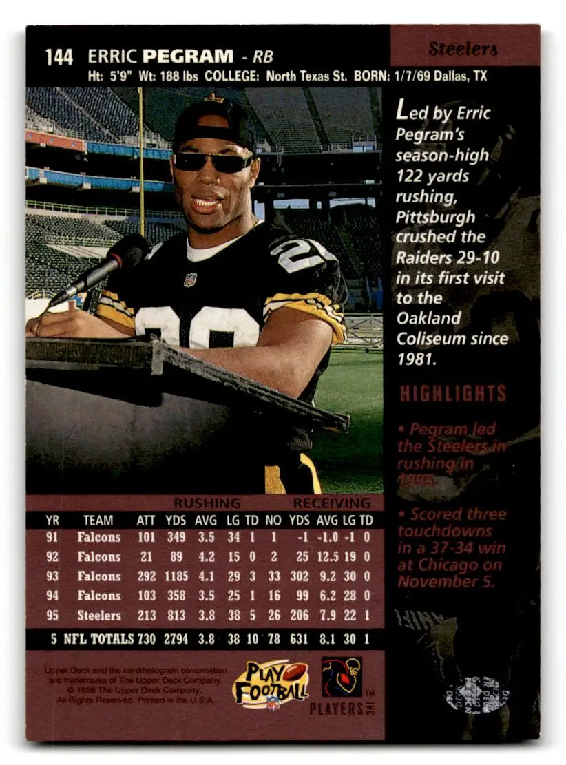 1996 Upper Deck #144 Erric Pegram - Football Card Single