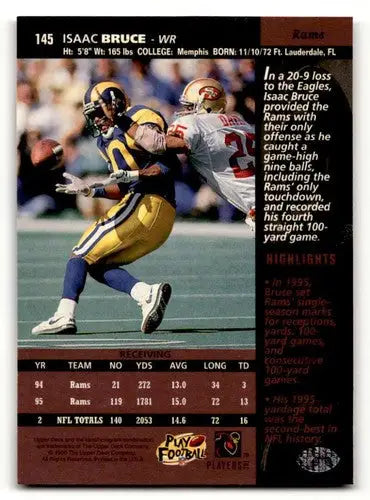 Original gloss 1996 Upper Deck Isaac Bruce football card St. Louis Rams NM Ne
