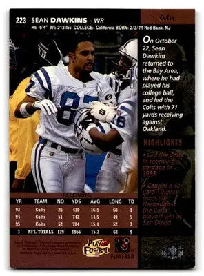 1996 Upper Deck #223 Sean Dawkins - Football Card Single