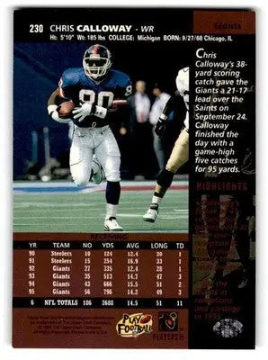 1996 Upper Deck #230 Chris Calloway - Football Card Single