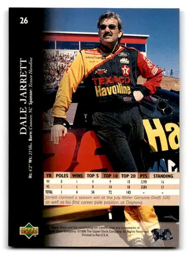 Original gloss 1996 Upper Deck Dale Jarrett trading card NM-MT ID 77584