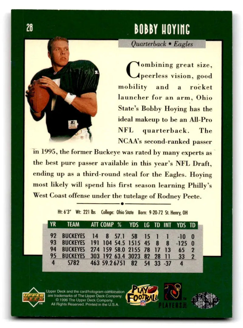 1996 Upper Deck #28 Bobby Hoying - Football Card Single