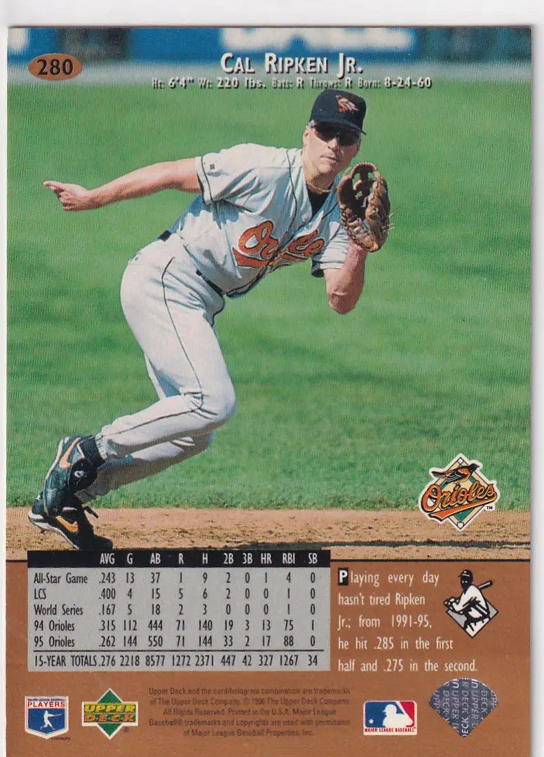 1996 UPPER DECK #280 CAL RIPKEN JR- BALTIMORE ORIOLES