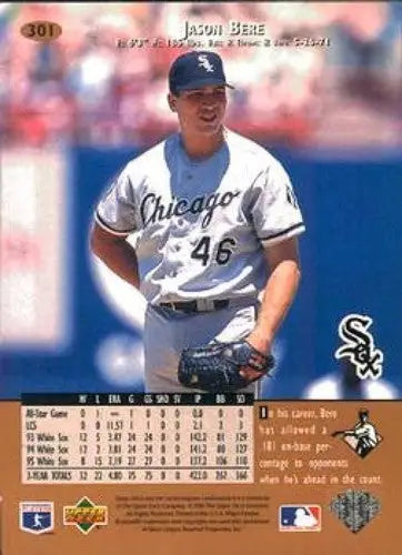 Original gloss of Jason Bere baseball card from 1996 Upper Deck White Sox collection