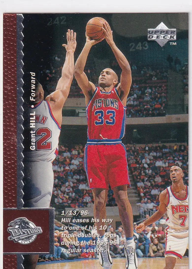 1996 UPPER DECK #34 GRANT HILL- DETROIT PISTONS - Basketball Card Single
