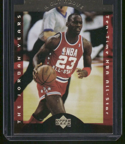 Michael Jordan basketball trading card from 1996 Upper Deck A Cut Above series