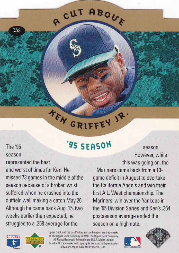 1996 UPPER DECK #CA3 KEN GRIFFEY JR A CUT ABOVE- SEATTLE MARINERS - Baseball Card Single