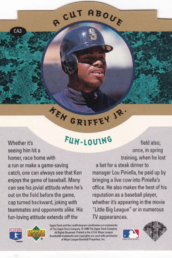 1996 UPPER DECK #CA8 KEN GRIFFEY JR A CUT ABOVE- SEATTLE MARINERS - Baseball Card Single