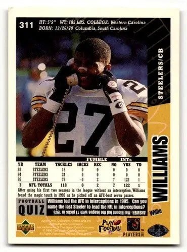 1996 Upper Deck Willie Williams football card with original gloss and player stats