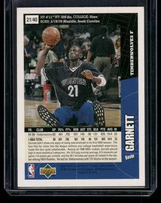 1996 Upper Deck Collector’s Choice Slam Dunk Series Kevin Garnett #21 Basketball - Basketball Card Single