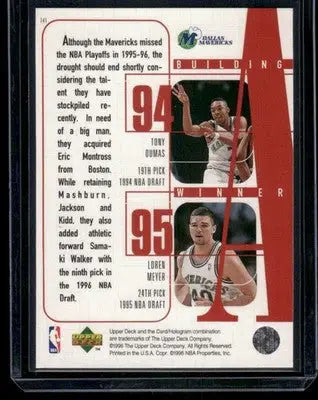 1996 Upper Deck Jim Jackson Jamal Mashburn Jason Kidd Loren Meyer Dumas #141 - Basketball Card Single