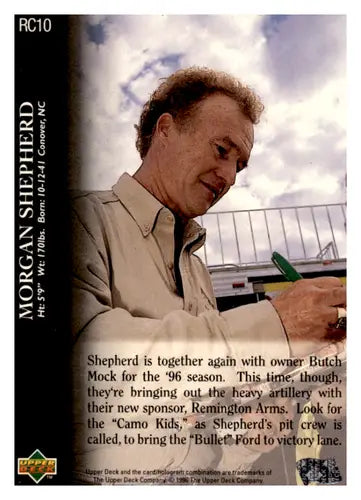 Original gloss Morgan Shepherd trading card from 1996 Upper Deck Road to the Cup