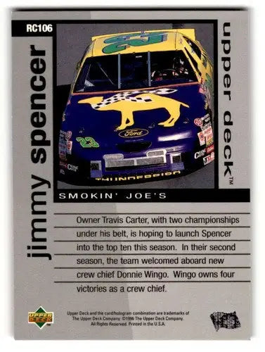 Original gloss Upper Deck Road to the Cup RC106 Jimmy Spencer racing card image