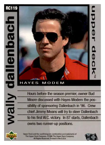 Original gloss 1996 Upper Deck Road to the Cup RC119 Wally Dallenbach trading card