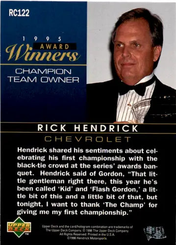 1996 Upper Deck Road to the Cup #RC122 Rick Hendrick NM Near Mint ID:45876 - Racing Card Single