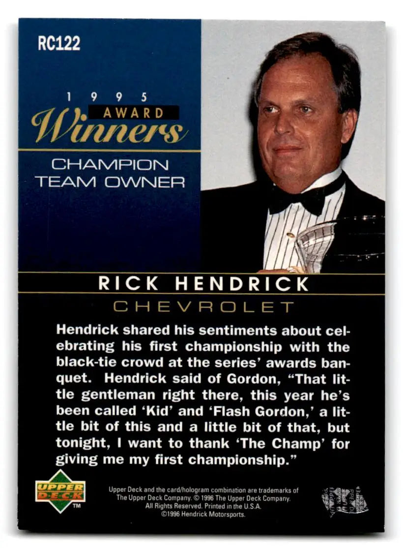 1996 Upper Deck Road to the Cup #RC122 Rick Hendrick - Racing Card Single